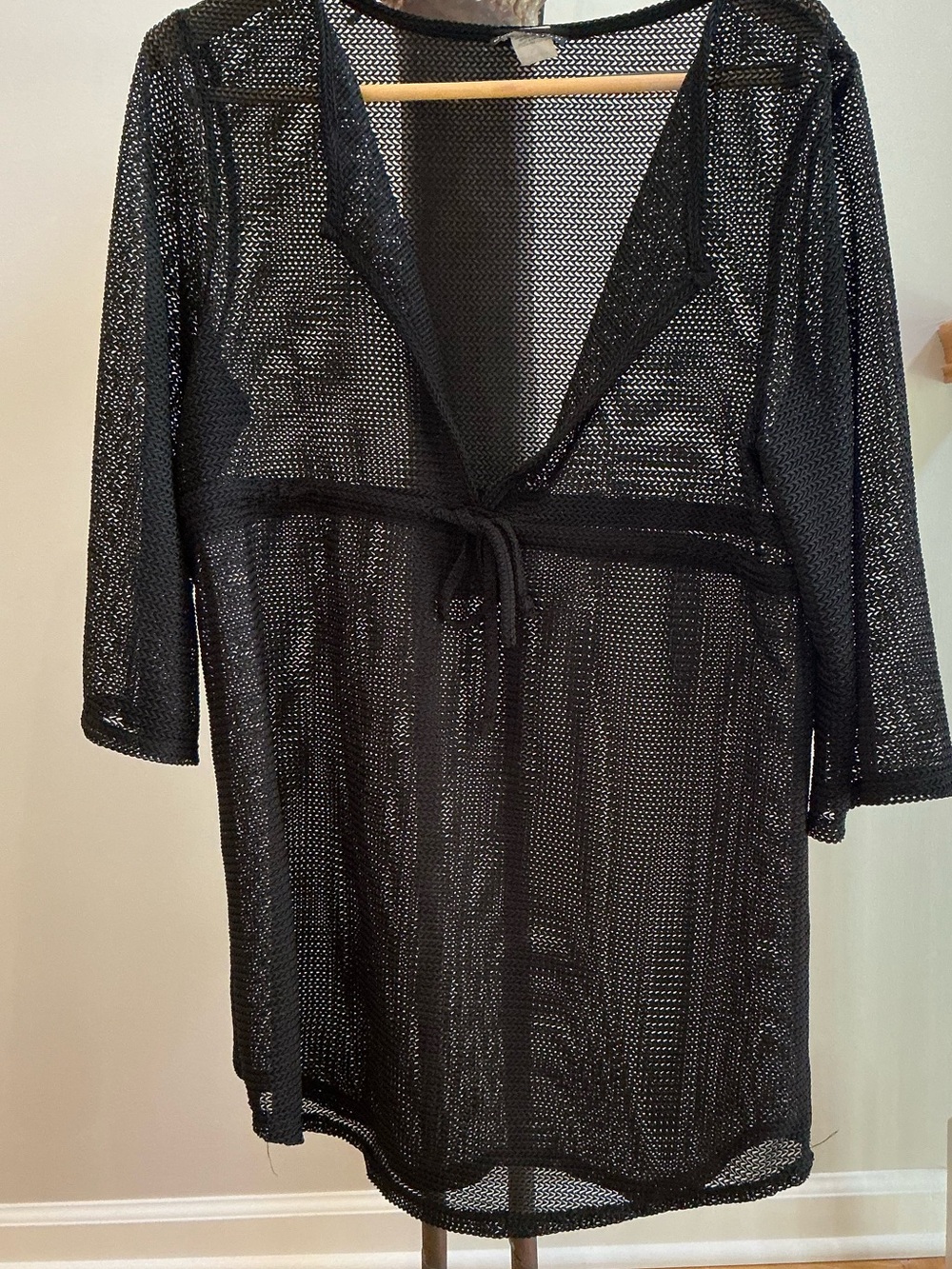 Jordan Taylor Black Mesh Tie-Front Swim Coverup